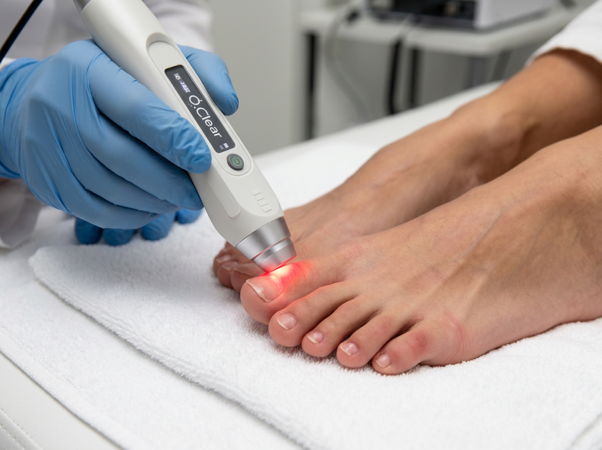 Advanced shockwave and laser therapy device used for foot and ankle treatment