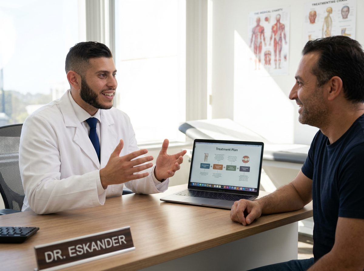 Dr. Eskander speaking with a patient during a consultation